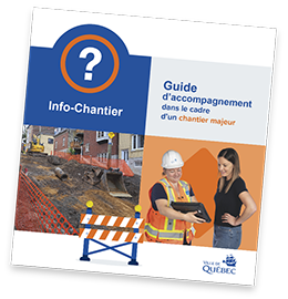 Couverture du Guide d’accompagnement Info-Chantier dans le cadre d’un chantier majeur.