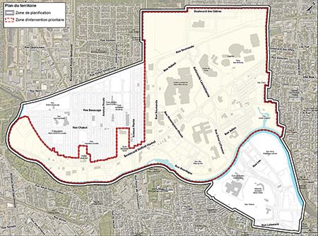 Carte présentant le territoire de la planification détaillée.