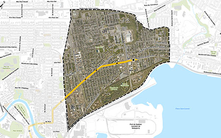 Carte présentant le secteur d'intervention.