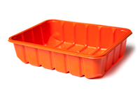 Barquette en plastique orange.