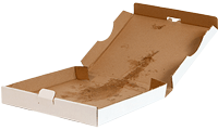 Boite à pizza en carton.