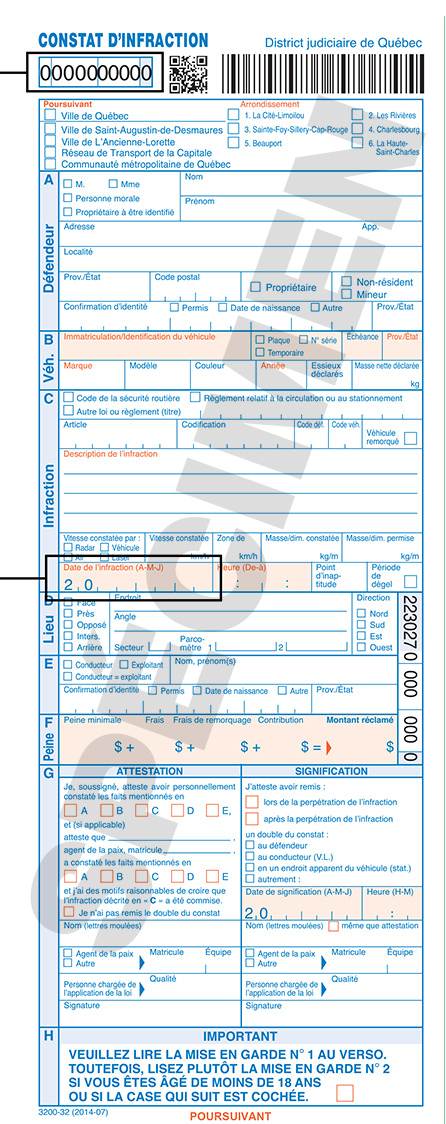Constat d'infraction
