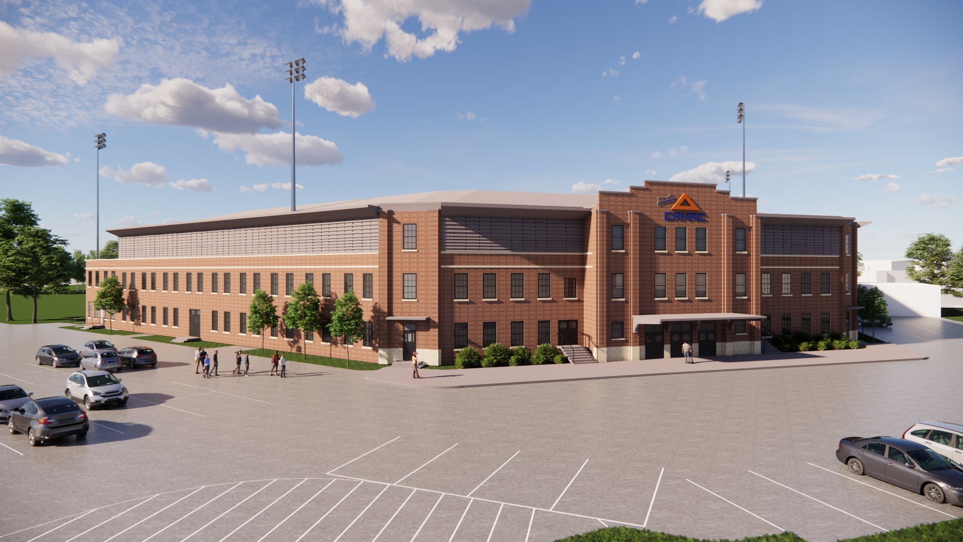Image de la future façade du Stade Canac côté est